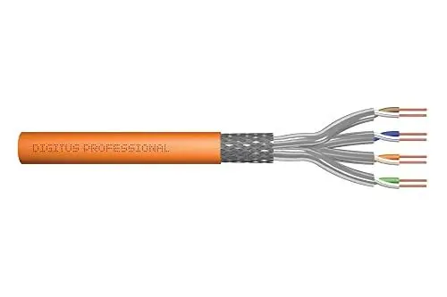 Produktbild: DIGITUS 25 m Cat 7 Netzwerkkabel - S-FTP (PiMF) Simplex - BauPVO Dca - LSZH Halogenfrei - 1200 MHz Kupfer AWG 23/1 - PoE+ Kompatibel - LAN Kabel Verlegekabel Ethernet Kabel - Orange