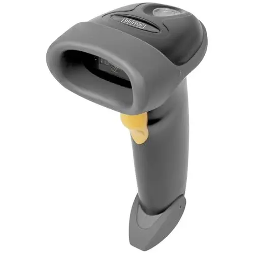 Produktbild: DIGITUS DA-81002 – 2D Barcodescanner – Bidirektional Handscanner – 200 Scans/s – 10 cm Scanweite – 2 m Kabel USB-RJ45 – IP54 – Ergonomischer Griff – Strichcodes & QR-Codes – Schwarz/Grau