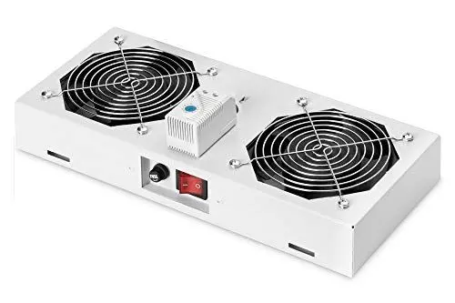 Produktbild: DIGITUS Dachlüftereinheit für Wandgehäuse - 276 m³/h freiblasender Volumenstrom - 2x Lüfter - Thermostat - Grau
