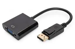 Produktbild: DIGITUS DisplayPort Grafik Adapter, DP zu VGA, QXGA 60Hz, 2048 x 1536 Pixel, Schwarz
