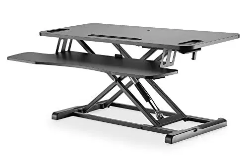 Produktbild: DIGITUS Ergonomischer Schreibtisch-Aufsatz für gesundes Arbeiten - Sitz-Steh Arbeitsplatz - Zwei Ebenen - Stehpult - Standtisch - Steharbeitsplatz - Schwarz