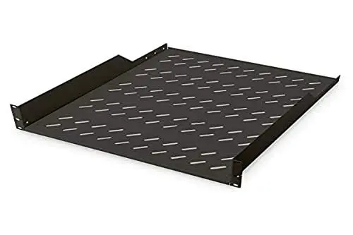 Produktbild: DIGITUS Fachboden zum Festeinbau - 19-Zoll - 2HE - Befestigung Vorne - Traglast 25 kg - Für Netzwerkschänke & Serverschränke - Ab 800 mm Schranktiefe - Schwarz