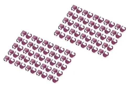 Produktbild: DIGITUS Farbclips für RJ45-Patchkabel - farbliche Organisation von Netzwerkkabeln - zur Optimierung von Kabelmanagement - 100 Stück - für CAT 5e, CAT 6 & CAT 6A LAN-Kabel - AWG 24/7 bis 27/7 - Magenta