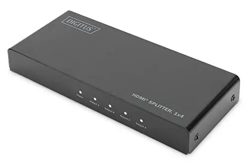 Produktbild: DIGITUS HDMI Splitter - teilt EIN HDMI-Signal auf Vier Displays - HDMI 2.0 - UltraHD 4K/60Hz - HDR, HDCP 2.2, EDID - Downscaler für 4k/1080p Mischbetrieb