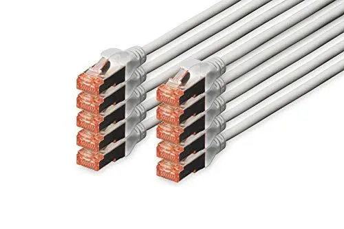 Produktbild: DIGITUS Professional 10x CAT 6 S-FTP Netzwerkkabel 5m grau – Profi LAN-Kabel Set zum Herstellen einer Ethernet-Verbindung