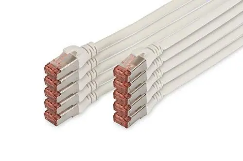 Produktbild: DIGITUS LAN Kabel Cat 6 - 0,5m - 10 Stück - RJ45 Netzwerkkabel - S/FTP Geschirmt - Kompatibel zu Cat 6A & Cat 7 - Weiß