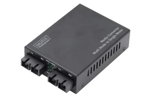 Produktbild: DIGITUS Medienkonverter - Multimode / Singlemode - Fast Ethernet - SC zu SC - 1310nm / 1310nm Wellenlänge - Schwarz