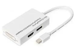 Produktbild: DIGITUS Mini DisplayPort Grafik Y Adapter, mDP zu DVI-D + HDMI + VGA, Full HD 60 Hz, Weiß
