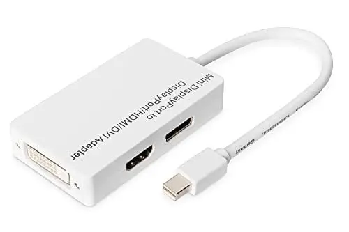 Produktbild: DIGITUS Mini DisplayPort Grafik Y Adapter, mDP zu DVI-D + HDMI + VGA, Full HD 60 Hz, Weiß