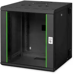 Produktbild: DIGITUS Netzwerk-Schrank 19 zoll 12 HE - Schwenkbar - Wandmontage - Traglast 100 kg - Unique Serie - Glastür - Schwarz