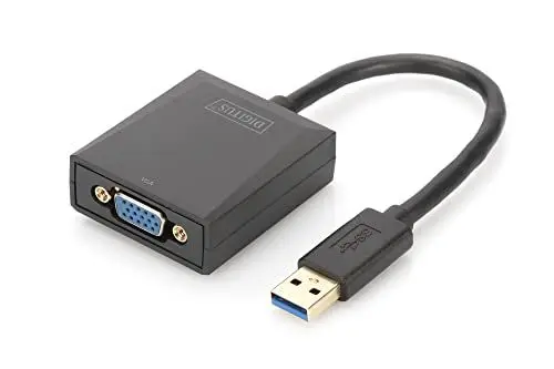 Produktbild: DIGITUS USB 3.0 Grafik Adapter, USB A zu VGA, Full HD, 1920x1080 Pixel, Kunststoff, Schwarz