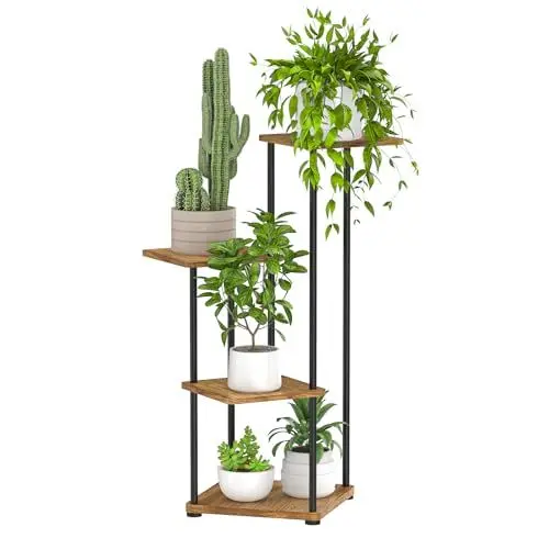 Produktbild: Digtokore Pflanzenständer für den Innenbereich, 4-stöckig, hoch, Pflanzenregal, Innen- und Außenbereich, Eck-Ausstellungsregal, Blumentopfhalter, Metall-Blumenregale für mehrere Pflanzen