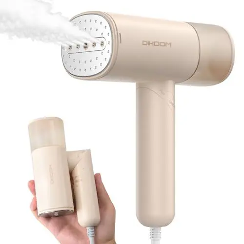Produktbild: DIHOOM Dampfglätter, Tragbarer Faltbar Reise Steamer Dampfglätter, 30s Schnell Aufheizender, Handdampfbügler Reise Dampfreiniger mit 150ML Tank, Faltenentferner Bürste, Geeignet für Zuhause, Reisen