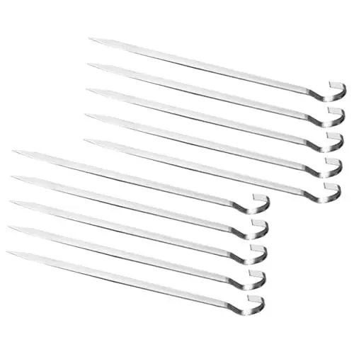 Produktbild: DIKACA 10st Grillhaken Kabob-spieße Metall Kabob-spieße Zum Grillen Grillzubehör Maiskolbenhalter Grillspieß Picknick-spieße Fleischhaken Camping-spieße 15c Flacher Haken 304 Draussen