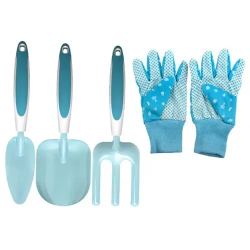 Produktbild: DIKACA 1 Satz Gartenwerkzeug-Set Gartenkelle Schaufeln Zum Graben Im Garten Gartenrechen Handrechen Für Den Garten Gartenschaufel Kelle Mit Holzgriff Garten Blue Gummikunststoff
