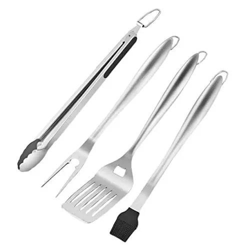 Produktbild: DIKACA 1 Satz Grillwerkzeug Grillbesteck Aus Edelstahl Praktische Grillzange Grillutensilien Grillbesteck-Set Professioneller Grillspatel Grillgabel Tragbar Rostfreier Stahl Campingbedarf
