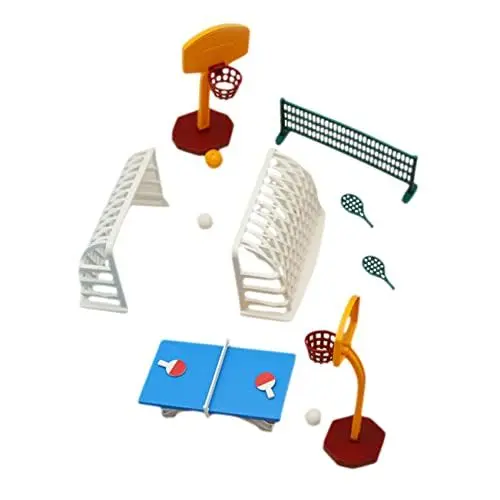 Produktbild: DIKACA 1 Satz Puppenhaus-basketballkorb Puppenhaus-Miniatur-Dekoration Mini-haussportset Puppenhaus-Accessoire Mini-Basketball-Tennis-tortenaufsatz Minipuppe Fußball Lieferungen Plastik