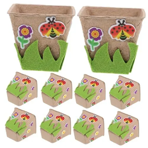 Produktbild: DIKACA 1 Set Zellstoff Sämlingsbecher Starter Pflanzpapier Pflanzen Starter Garten Blumentöpfe Für Kinder Keimbecher DIY Zellstoffbecher DIY Kits Für Kinder Gartenarbeit