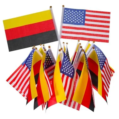 Produktbild: DIKACA 20st Usa Deutschland Schwenkt Die Flagge Tragbare Flaggen Amerikanische Flaggen Auf Stick Hand Schwenkende Fahnen Kleine Us-flagge Flagge Mexiko Mini Polyester Vereinigte Staaten