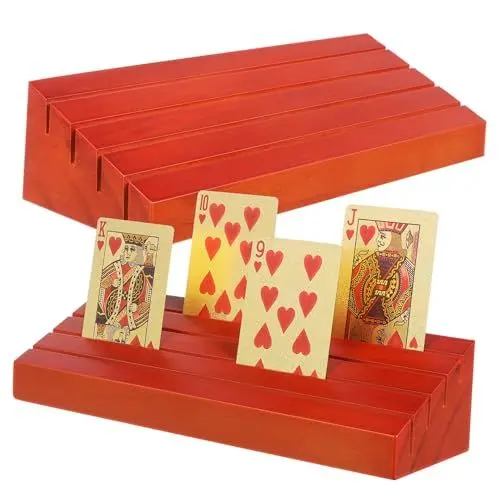 Produktbild: DIKACA Poker Karten 2st Spielkartensockel Aus Holz Spielkarten-organizer Spielkartenständer Kartenfach Holzspielkartenhalter Spielkartenhalter Aus Holz Holzständer Spielkarten Stehen Kiefernholz Brown