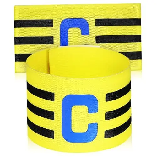 Produktbild: DIKACA 2 Stücke Kapitänsarmband Fußball Verstellbare Fußball Kapitänsbinde Elastische Armbinde für Fußball Rugby Hockey und Netball Kinder Erwachsene