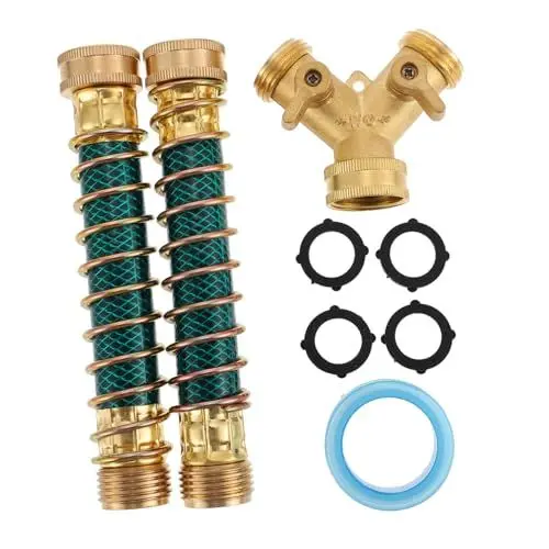 Produktbild: DIKACA Y Förmiger Garten Schlauchverbinder Set Spritzschutz Adapter Für Effiziente Gartenbewässerung Inklusive Y Splitter Und Wasseranschluss Für Schlauch Und Wasserhahn