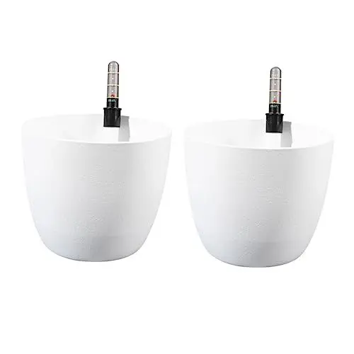 Produktbild: DIKACA 2st Automatischer Wasserabsorbierender Blumentopf Hydrokultur Blumentopf Pflanzgefäß Für Hydroponischen Anbau Selbstbewässernde Töpfe Blumendekor Anlage Chassis Rose Plastik Weiß