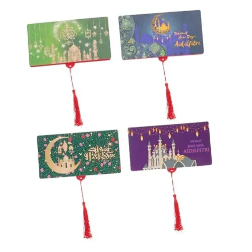 Produktbild: DIKACA 4 Stück Rote Umschläge Für Eid Festival Ramadan-partygeschenke Eid Mubarak Partyzubehör Eid Mubarak Rotes Paket Faltbare Geldbeutel Bargeldhalter Empfindlich Papier Urlaubsartikel