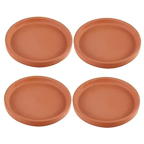 Produktbild: DIKACA Wasserschalen Für Blumentöpfe 4er-Pack Untersetzer Aus Rotem Ton Tropffreie Schalen Für Blumentöpfe Im Innenbereich Robust Farbecht