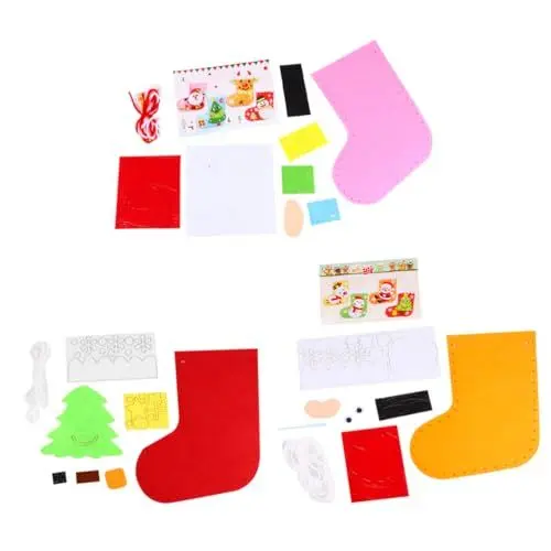 Produktbild: DIKACA 4 Stück Weihnachtsstrumpf Selber Machen Nähsets Für Weihnachtsstrumpf Handgemachtes Weihnachtshandwerk Weihnachtstaschen Aus Filz Geprägter Filz Perlennadel Gefühlt Drucken Kind
