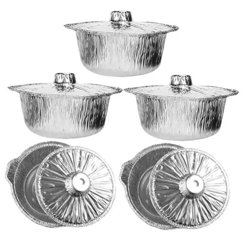 Produktbild: DIKACA 5St Suppentopf Aluminium Aluminiumbehälter zum Mitnehmen Einweg-Bratpfannen Backform multifunktionaler Lebensmittelbehälter Mehrzweck-Folienpfannen Kuchen Backgeschirr Alufolie