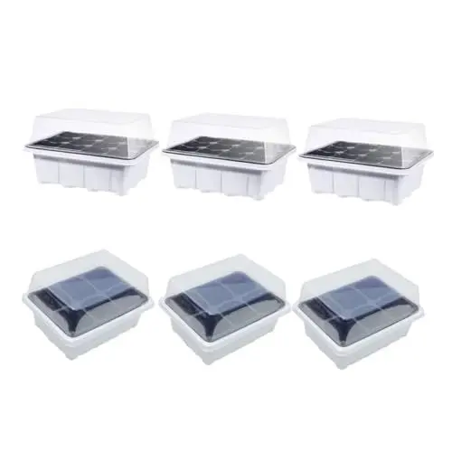 Produktbild: DIKACA 6er Boxen Sämlingsbox Pflanzschale Für Den Garten Anzuchttopf Mit Deckel Gärtnerei Topf Sprießen Abbaubare Pflanzentöpfe Keimschalen Starter-kit Gemüse Starterbox Plastik