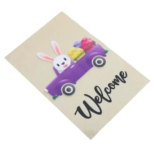 Produktbild: DIKACA Banner Ostern Dekorative Flaggen Gartenfahnen Willkommen Osterfahne Im Freien Gartenflagge Bauerngartenfahne Frühlingsferien-gartenfahne Osterdekoration Ornament Polyester Draussen