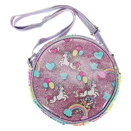 Produktbild: DIKACA Einhorn Umhängetasche Schulterhandtaschen Umhängetasche Mit Pailletten Smartphone-geldbörse Kindergeldbörse Kleine Mädchen Geldbörse Schultertaschen Pu-Leder Cartoon-Tasche Student