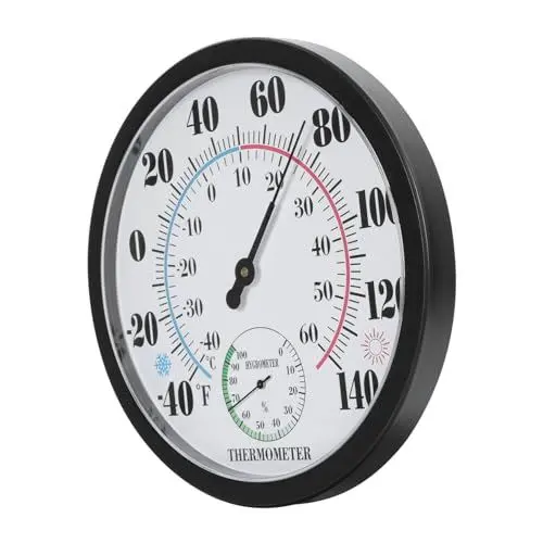 Produktbild: DIKACA Hängendes Thermometer 1stk Wandtemperatur-hygrometer Thermometer in Sonnenform Temperatur-thermometer Außen Dekoratives Außenthermometer Gartenthermometer Drinnen Schwarze Schale