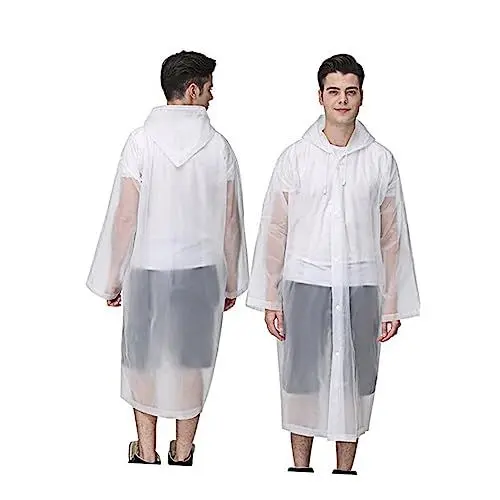 Produktbild: DIKACA Regenponcho wandern Einwegponchos Regenponcho aus mattem Eva Regenjacke wimperntusche Regenmantel für Erwachsene Regenponchos für Erwachsene mit Hut Männer und Frauen Weiß
