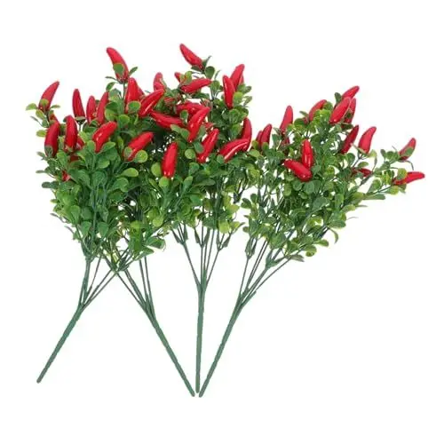 Produktbild: DIKACA Zierpflanze Pfefferbaum Chili-Bouquet-Stängel Chili-Pfeffer- künstliche Pfefferpflanzen Kunstpflanze Chili Dekorationspflanze Chili künstliche Bonsai-Pflanze Pfeffer PVC