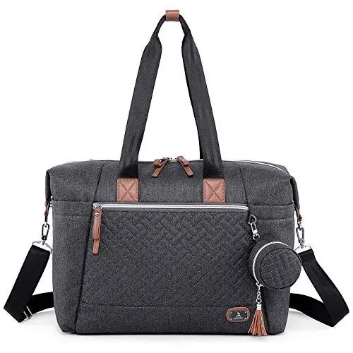 Produktbild: Dikaslon Wickeltasche mit Schnullertasche und Wickelunterlage, Große Reisewindeltasche für Mama und Papa, Multifunktions-Babytasche für Jungen und Mädchen (Dunkelgrau)