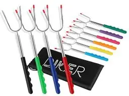 Produktbild: DIKER Grillspieße Teleskop Marshmallow, Stockbrot Stöcke Roasting Sticks Schaschlikspieße, Lagerfeuerspieße Edelstahl Ausziehbar, Grillstab, Grillbesteck Set für Camping Grill (10 Farben, Edelstahl)
