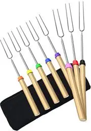 Produktbild: DIKER Grillspieße Teleskop Marshmallow, Stockbrot Stöcke Roasting Sticks Schaschlikspieße, Lagerfeuerspieße Edelstahl Ausziehbar, Grillstab, Grillbesteck Set für Camping Grill (8 Farben, Edelstahl)