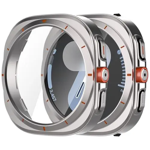 Produktbild: Dilhvy 2 Stück Hülle für Samsung Galaxy Watch 7 44mm Schutzhülle <strong>Verwandlung in Ultra 47mm Upgrade:</strong> , Displayschutz Bumper Einzigartiges Design mit Glas Displayschutzfolie für Damen und Herren