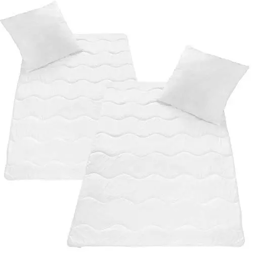 Produktbild: DILUMA Bettdeckenset 135x200 cm Smart 4-teilig - 2X Bettdecke 135x200 cm + 2X Kopfkissen 80x80 cm - Bettdecke und Kissen Set - Ganzjahres Steppdecke Mikrofaser - Ganzjahresdecke mit Kissen