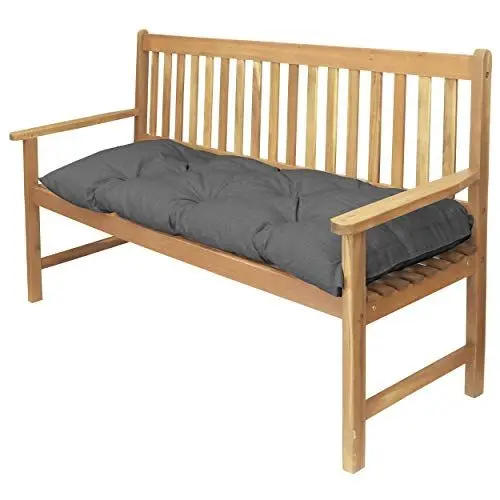 Produktbild: DILUMA | Bankauflage Venezia 100x48 cm Grau | Wasser- und Schmutzabweisende Sitzauflage mit Extra Dicker 8 cm Flockenfüllung | Sitzpolster für Gartenbank