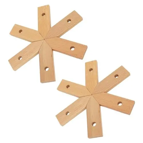 Produktbild: Dilwe 2er-Pack Hitzebeständige Topfmatten, Tischsets aus Massivem Buchenholz für Camping-Picknick, Tragbare Hitzebeständige Geschirrunterlagen für den Außenbereich