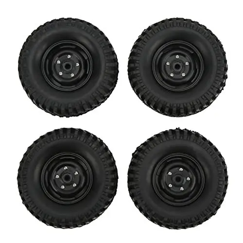 Produktbild: Dilwe RC Gummireifen Set, 4 Stück 1,9 Zoll 100mm RC Reifen und Felgen Set RC Auto Reifen Gummiraupen Kompatibel für SCX10 90046, für MST, für REDCAT GN8 1/10 RC Crawler