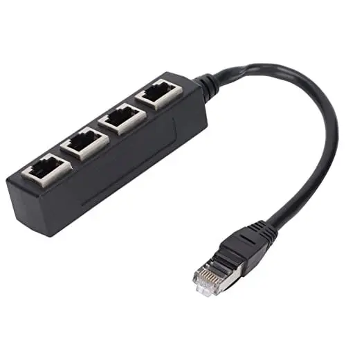 Produktbild: Dilwe RJ45 Ethernet Adapterkabel, 1 Bis 4 adriger Ethernet Adapter mit 1M Kabel, RJ45 Splitter Adapter CAT7 Internetkabel, Verlängerungs Netzwerkkabeladapter