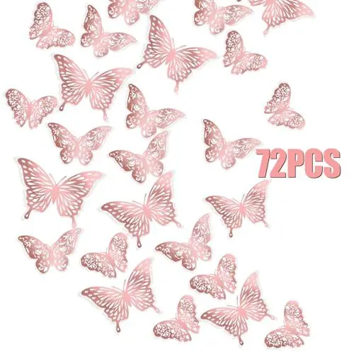 Produktbild: Dimeho 72 Stück 3D Schmetterling Wandaufkleber, Schmetterlinge Deko Schmetterlinge Dekoration Wandtattoo Abnehmbare Schmetterlings-Raumwanddekoration Party Hausdekoration(3 Größen)