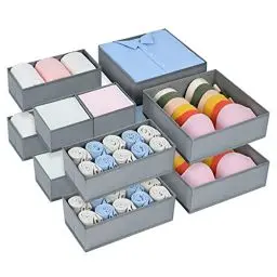 Produktbild: DIMJ 12er Schubladen Ordnungssystem Schubladen Organizer, Faltbare Aufbewahrungsbox Stoff, Unterwäsche Organizer, Organizer Kleiderschrank für Kleidung, BHS, Socken, Krawatten