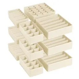 Produktbild: DIMJ Schrank Organizer - Faltbare Schubladen Organizer Stoff Aufbewahrungsbox, Socken Organizer Kombiniert Ordnungssystem Kleiderschrank für Kleidung, Unterwäsche, Socken, Krawatten,12 Stück (Beige)