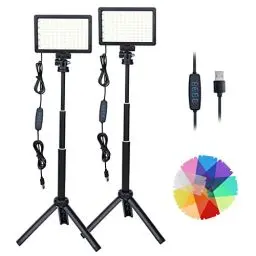 Produktbild: Dimmbare 10000K USB LED Videolicht, Beleuchtung für Fotostudios/Videoleuchte mit Stativ für Tisch-/Flachwinkelaufnahmen/Videoaufzeichnung/Meeting/Tiktok/Game-Streaming/YouTube (2 Packs)
